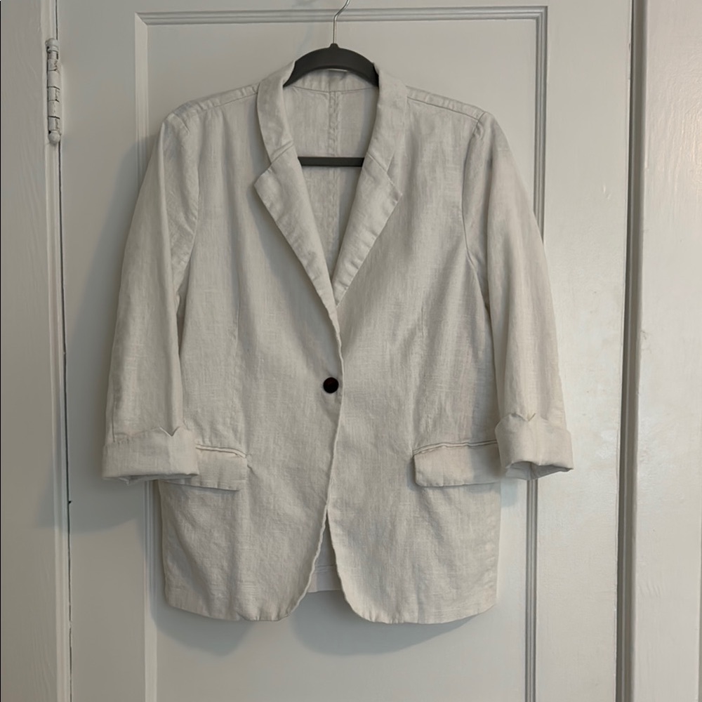 Classic White/Cream Linen-Style Blazer - Picture 2 of 7
